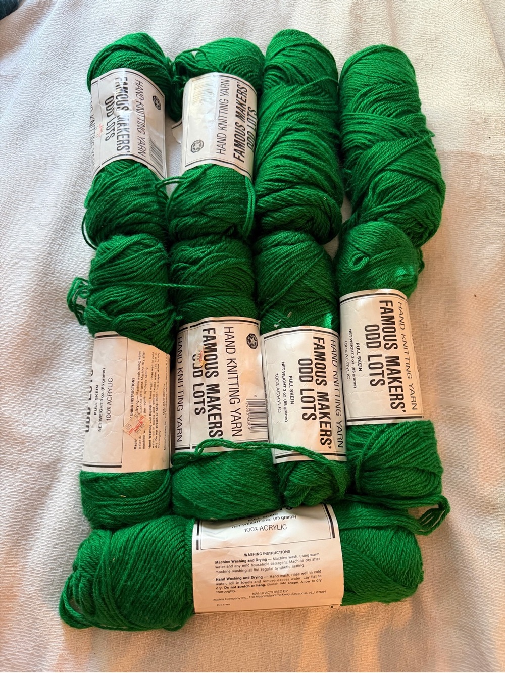 Vintage Famous Makers Green Acrylic Knitting Yarn Lot 9 Skeins